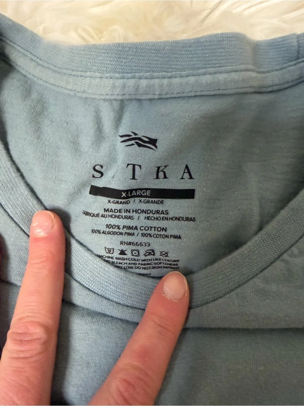 Sitka Men's Short Sleeve Logo Tee in Light Blue 100% Pima Cotton XL - Picture 3 of 5